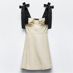 ZARA RUFFLED MINI DRESS LINEN M NWT Blogger Favorite!